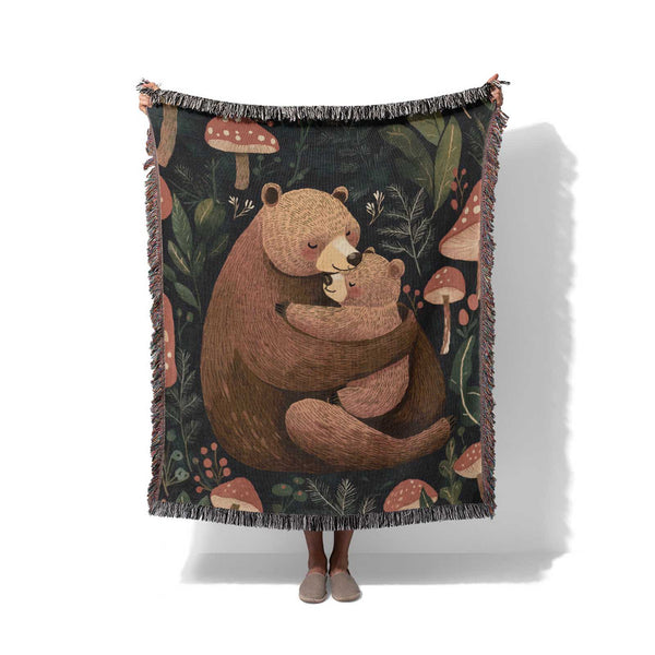 Mama’s Woodland Hug - Woven Throw Blanket