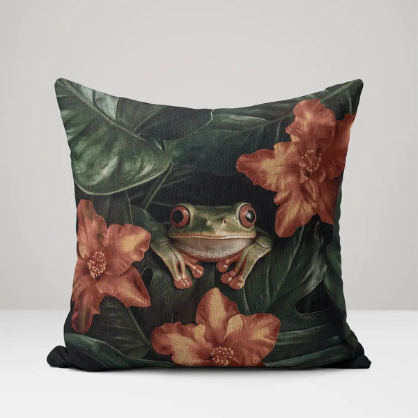 Blossom Frog - Woven Throw Pillow