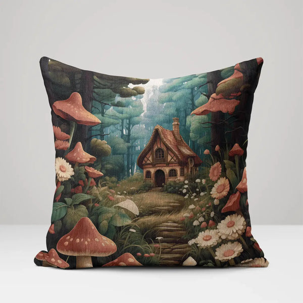 Enchanted Grove Cottage - Woven Throw Pillow
