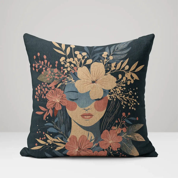 Moonlit Garden Goddess - Woven Trow Pillow