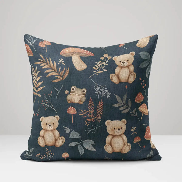 Bears & Toadstool Tales - Woven Throw Pillow