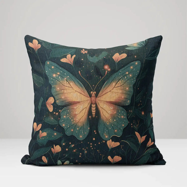 Midnight Butterfly Dreams - Woven Throw Pillow