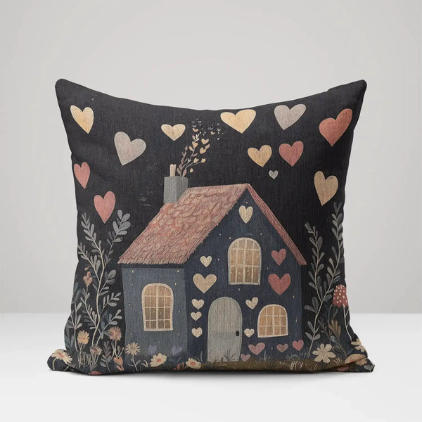 Blossoms & Moonlit Love - Woven Throw Pillow