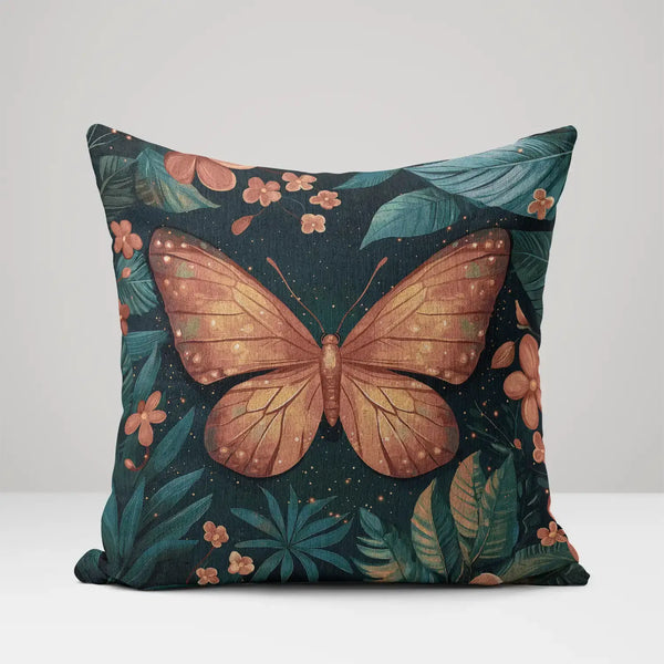 Moonlit Butterfly - Woven Throw Pillow