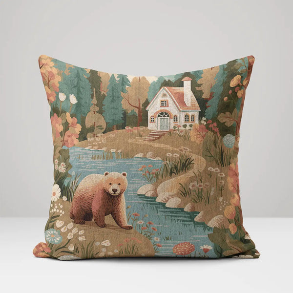 By the Forest Stream - Woven Throw Pillow