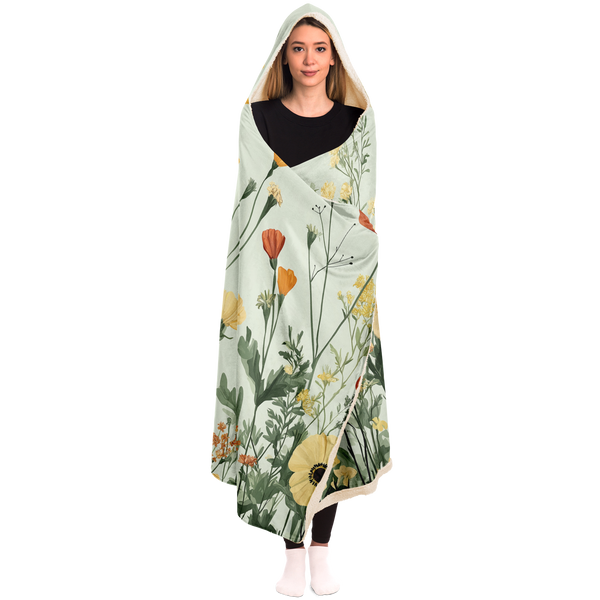 Soft Petals - Hooded Blanket Micro Fleece - AOP