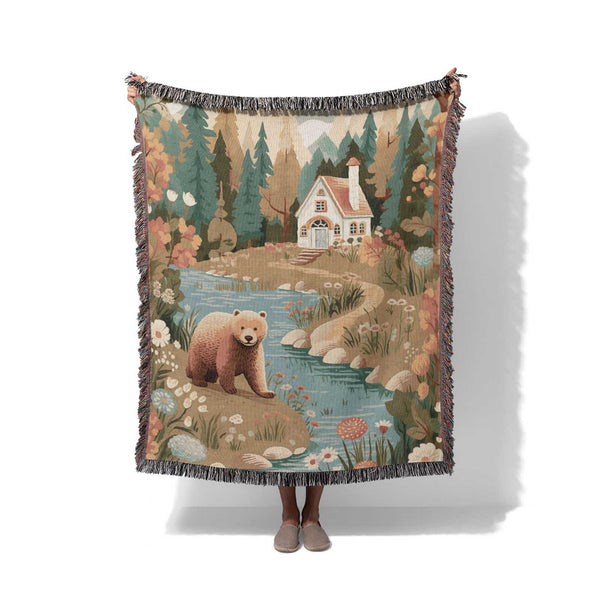 By the Forest Stream - Woven Throw Blanket