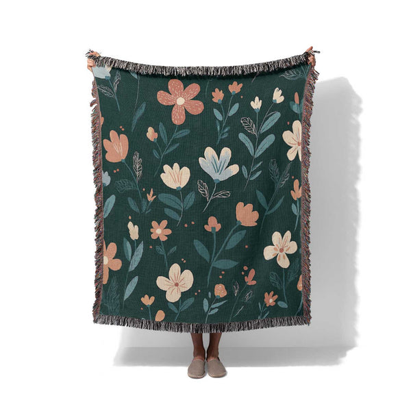 Floral Whispers - Woven Throw Blanket
