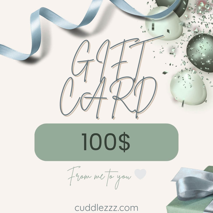 CUDDLEZZZ $100 Gift Card – the perfect cozy gift for woven blankets, woven pillows, and scented candles. Instant delivery.