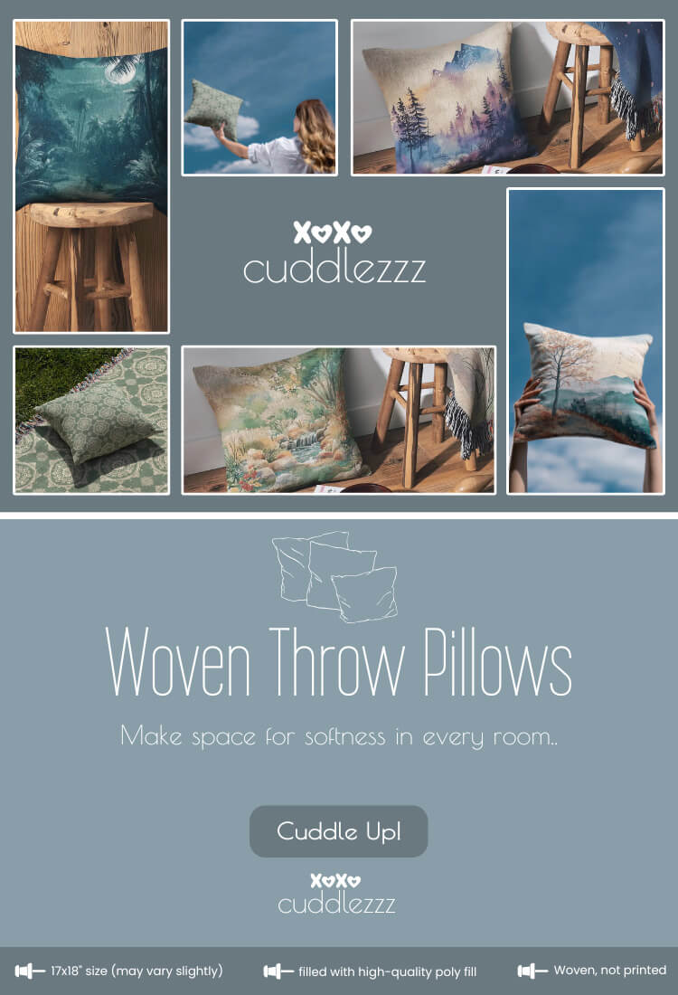 CUDDLEZZZ woven throw pillows – cozy, soft accents for small spaces and home decor. Heirloom quality,  woven not printed
