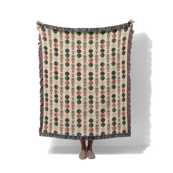Golden Bloom Rhythm - Woven Throw Blanket