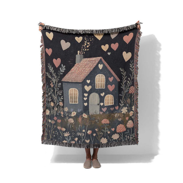 Blossoms & Moonlit Love - Woven Throw Blanket