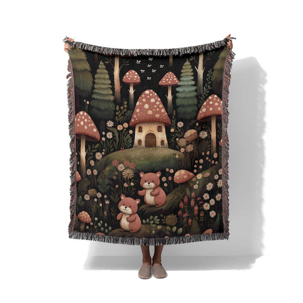 The Mushroom Grove - Woven Throw Blanket