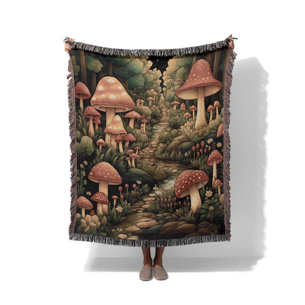 Enchanted Fungi Lane - Woven Throw Blanket